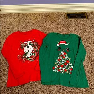 Set of 2 The Children’s Place Christmas long sleeve T-Shirts. Size 14&16